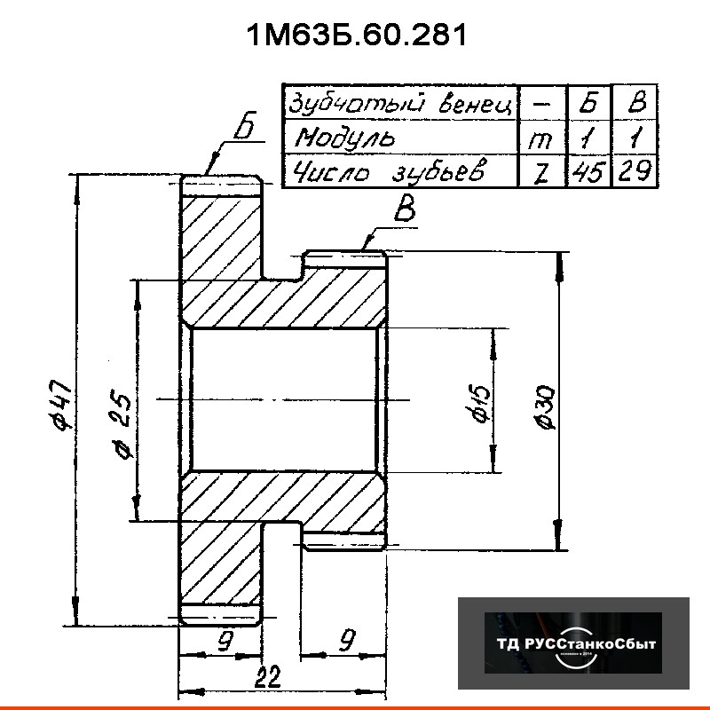 Блок зубчатый 1М63Б.60.281